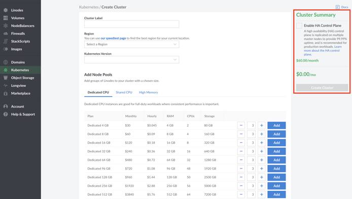 Kubernetes HA upgrade enable. LKE HA cluster enable