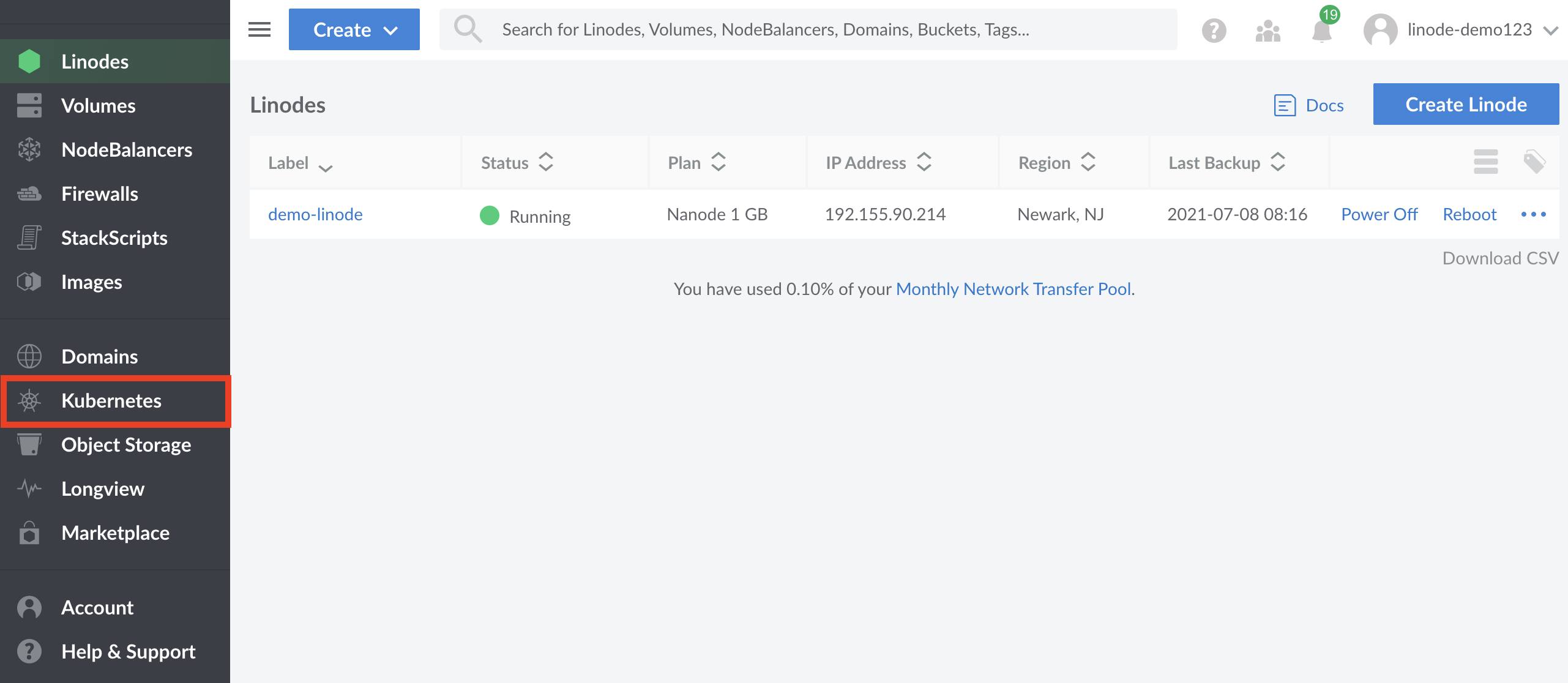 Kubernetes cluster listing page. Kubernetes cluster listing page