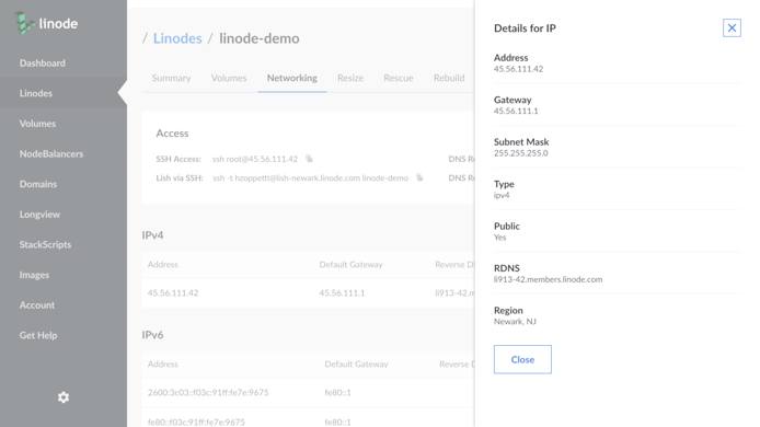 View IP Detail Panel. View IP Detail Panel.