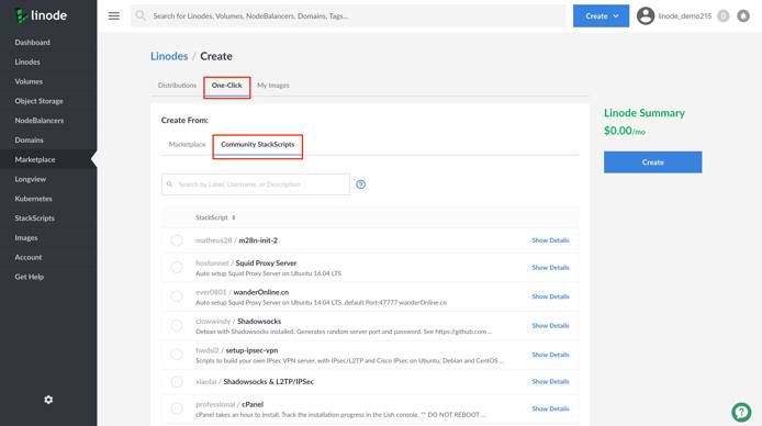 View a list of all available Community StackScripts View a list of all available Community StackScripts
