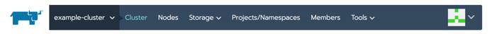 Rancher navigation bar - cluster mode Rancher navigation bar - cluster mode