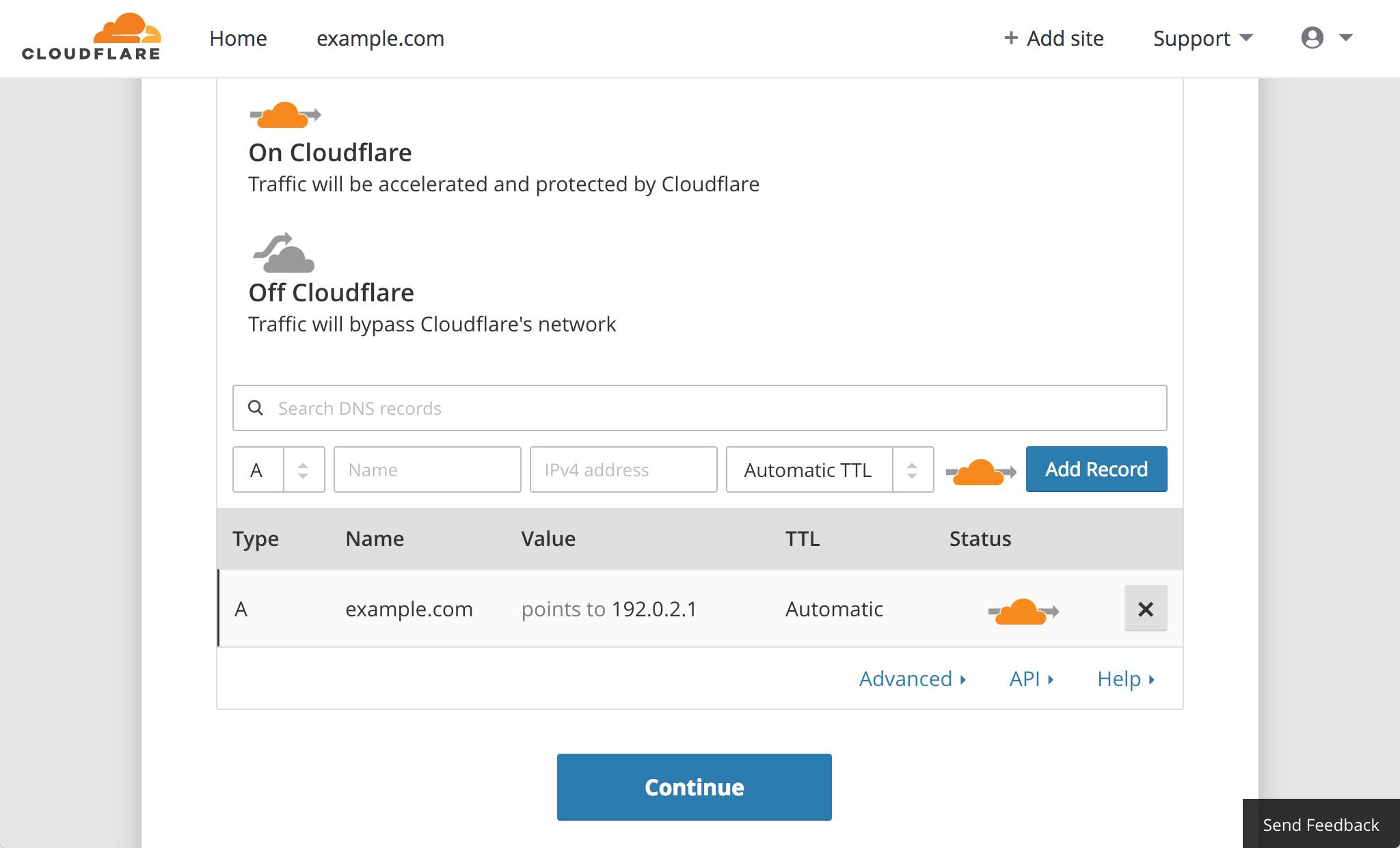 Cloudflare setup - DNS record scan results Cloudflare setup - DNS record scan results