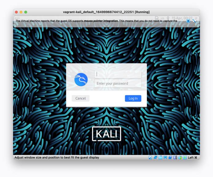 Kali Linux Login Screen Kali Linux Login Screen