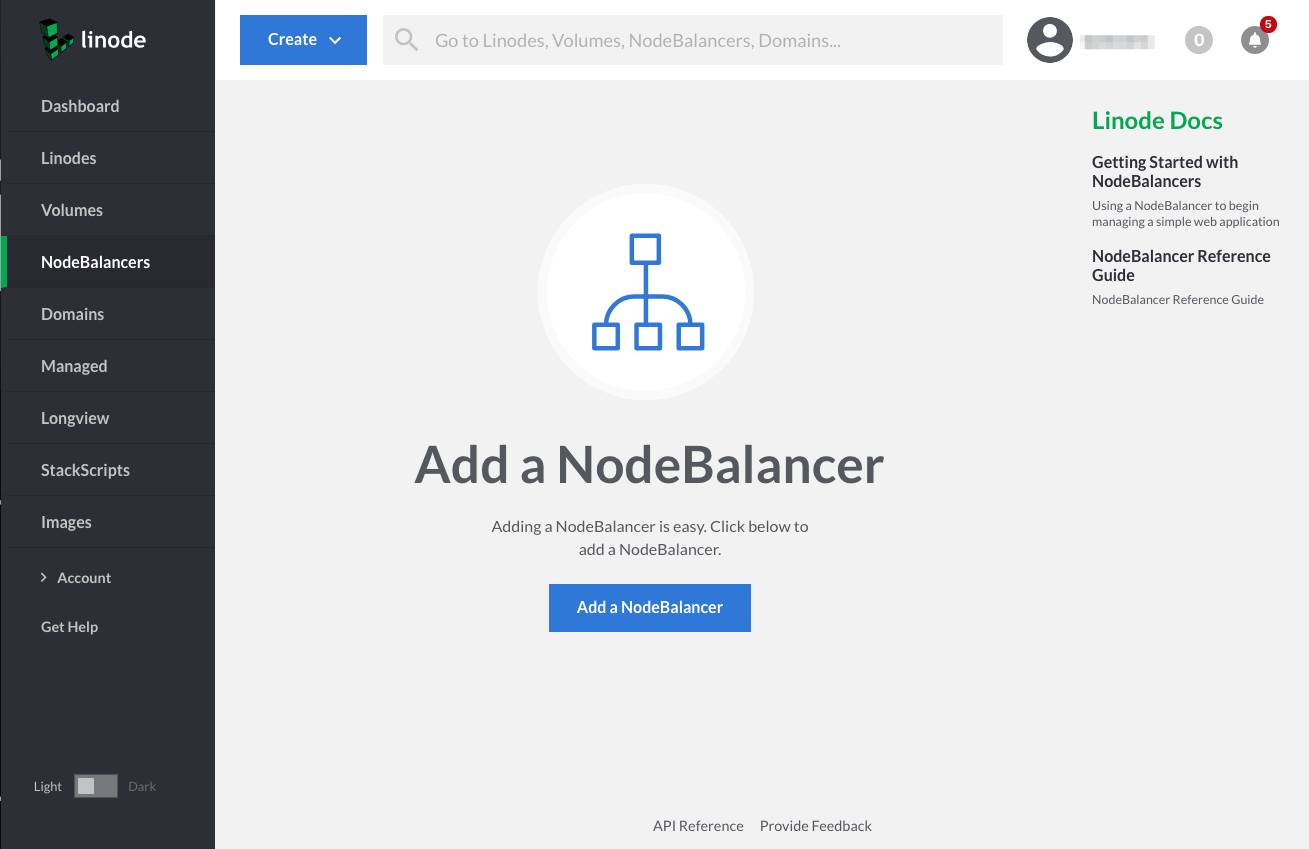 NodeBalancer page in Linode Cloud Manager