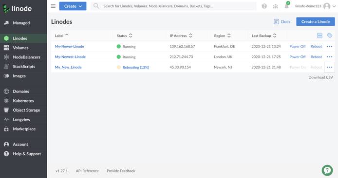 Linode Cloud Manager Rescue form - reboot progress bar highlighted Linode Cloud Manager Rescue form - reboot progress bar highlighted