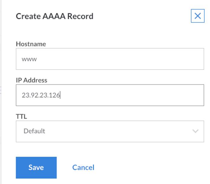 This page allows you to create a new A/AAAA record. This page allows you to create a new A/AAAA record.