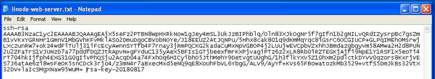 Copy the public key to a text file. Copy the public key to a text file.