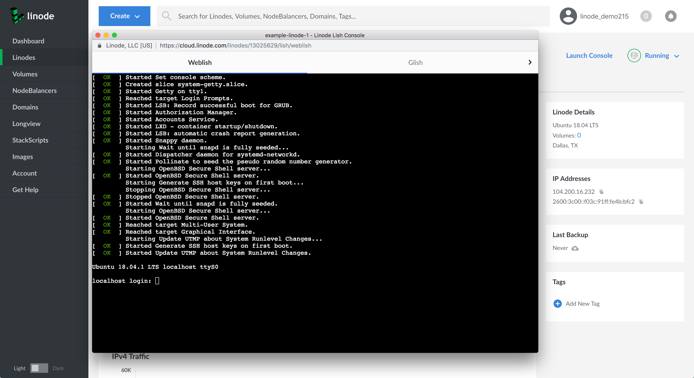 An example of the Lish Web Console An example of the Lish Web Console