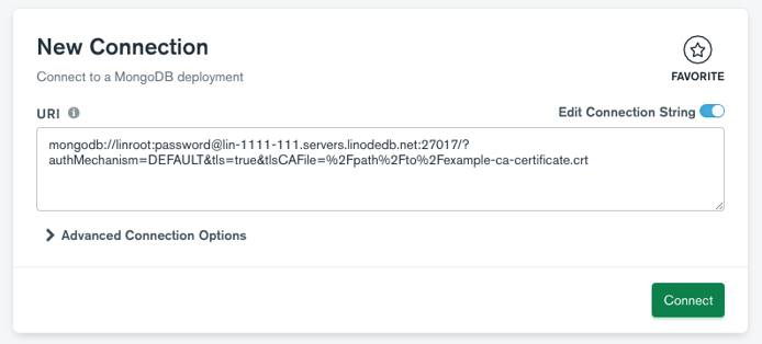 The New Connection window in MongoDB Compass The New Connection window in MongoDB Compass