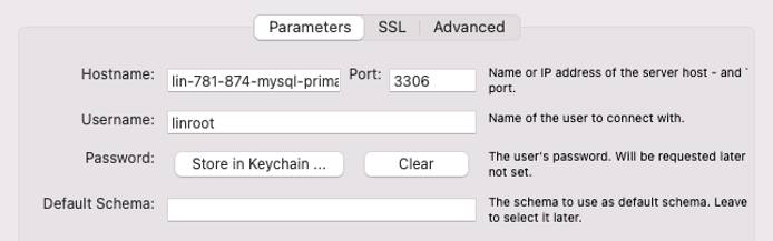 The Parameters tab in MySQL Workbench The Parameters tab in MySQL Workbench