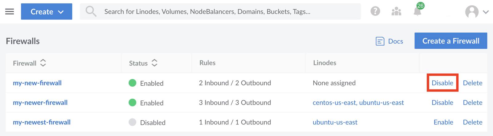 Update your Firewall’s status.