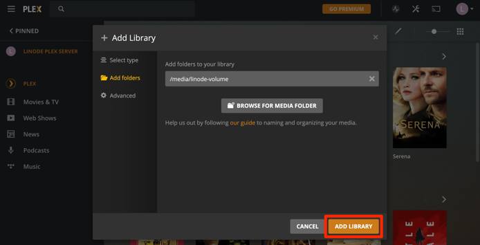 Add Media Library — Finish. Add Media Library — Finish