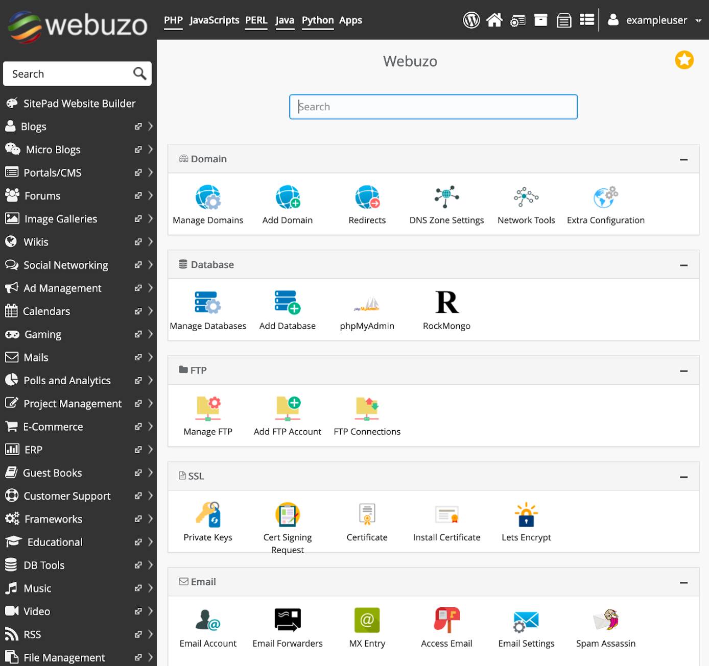 Webuzo EnduserPanel Webuzo Enduser Panel